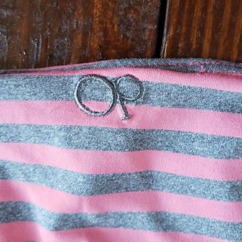 OP Bandeau Halter Twist Bikini, XL, Pink/Grey Stripes - Picture 5 of 6